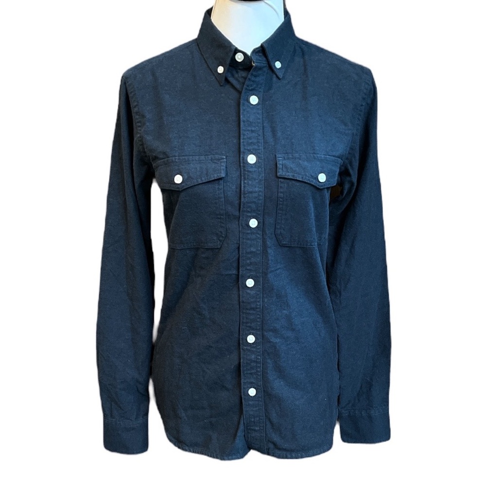 Everlane The Brushed Flannel Long Sleeve Shirt Heather Navy Sizes Small Large